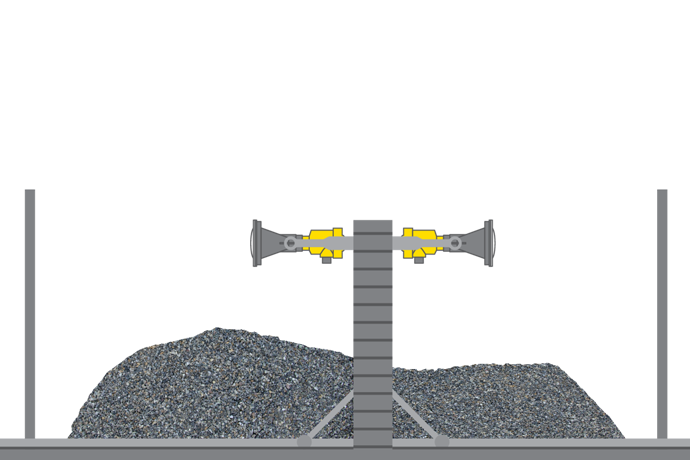 Positiedetectie van de stortinrichting in het mengbed