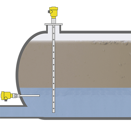 Niveaumeting en niveaudetectie in de scheidingstank bij het terugwinnen van grondstoffen