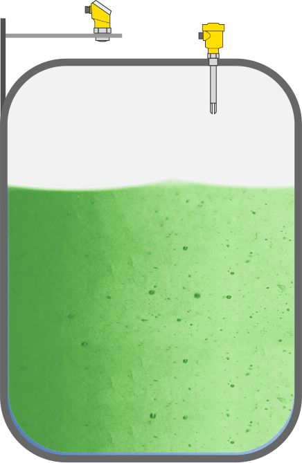 Niveaumeting en niveaudetectie in de voorraadtank voor vlokmiddel