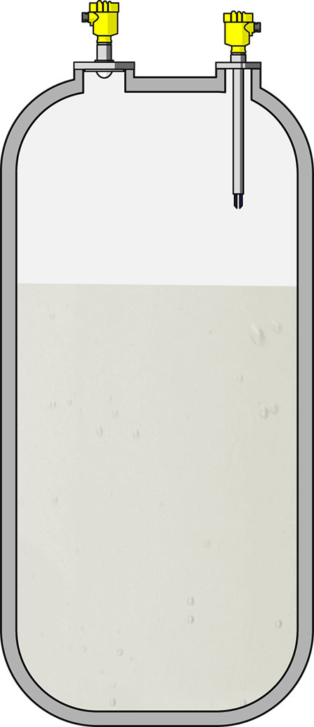 Niveaumeting en niveaudetectie in de voorraadtank voor kalkoplossing