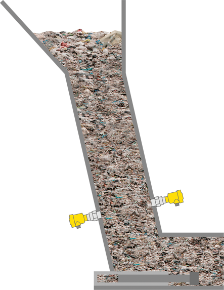 Detectie van de vulhoogte in de vulschacht