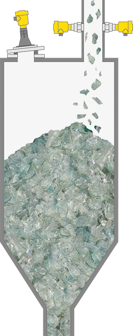 Niveaumeting en niveaudetectie in de schervensilo