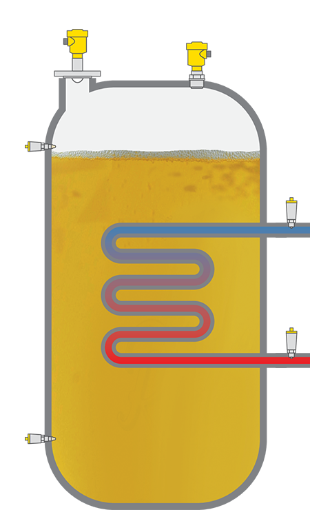 Niveaumeting, drukmeting en niveaudetectie in de lagertank voor jongbier
