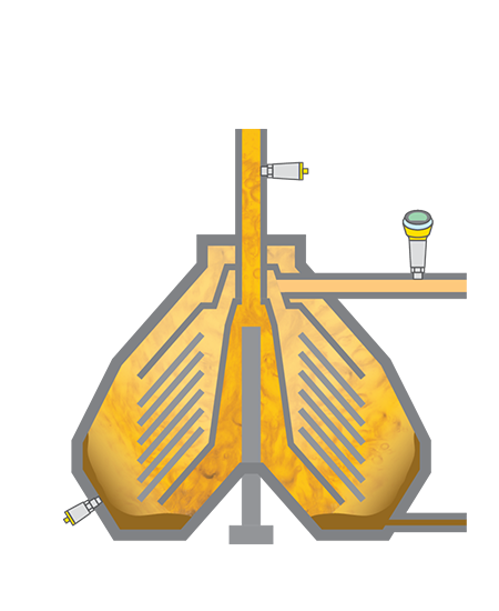 Drukmeting en niveaudetectie in de gistseparator
