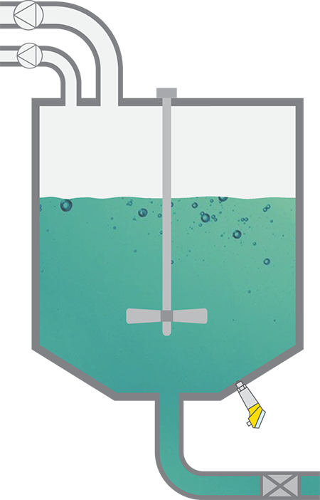 Niveaumeting in de mengtank voor coating 