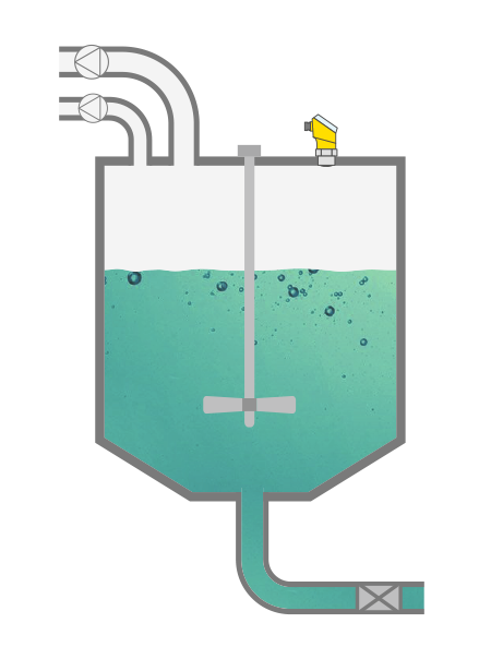 Niveaumeting in de mengtank voor coating 