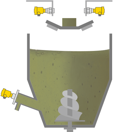 Niveaumeting en doorstromingsdetectie in de pulper en transportbandbewaking