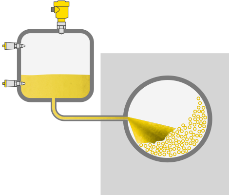 Niveaumeting en -detectie in de voorraadtank van de drumcoater
