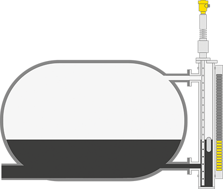 Niveaumeting in de refluxtank