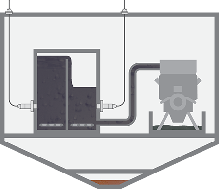 Niveaumeting in de settling- en servicetank in de machinekamer